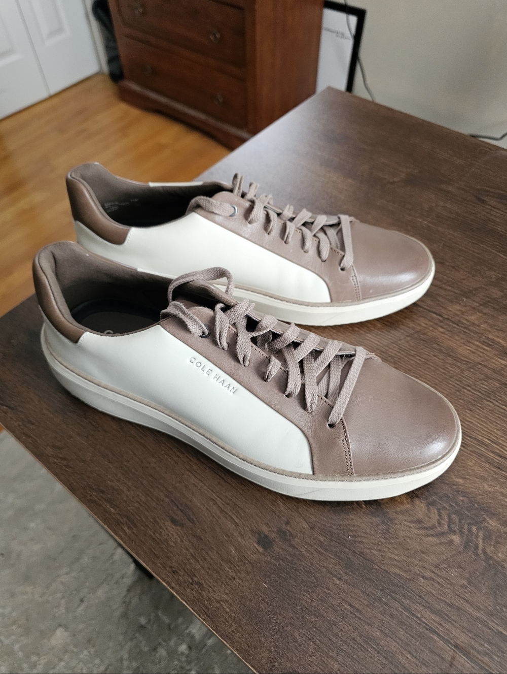 Cole Haan Men's Low-Top Leather Sneakers in Taupe and Off-White